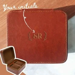 Yellow Octopus Personalised Personalised Birthday Gifts Personalised Vegan Leather Watch Case - Initials