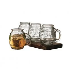 Sheldon & Hammond Beer Gifts Set Of 4 Glass Barrel Mugs