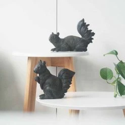 Set Of Two Black Squirrels Home Decor | White Moose