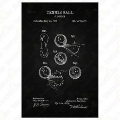 Yellow Octopus Exclusives - Prints Man Cave Gifts Tennis Patent Prints Wall Art | Set Of 3