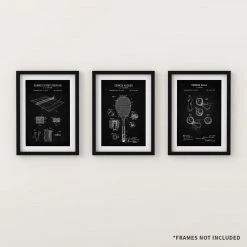 Yellow Octopus Exclusives - Prints Man Cave Gifts Tennis Patent Prints Wall Art | Set Of 3