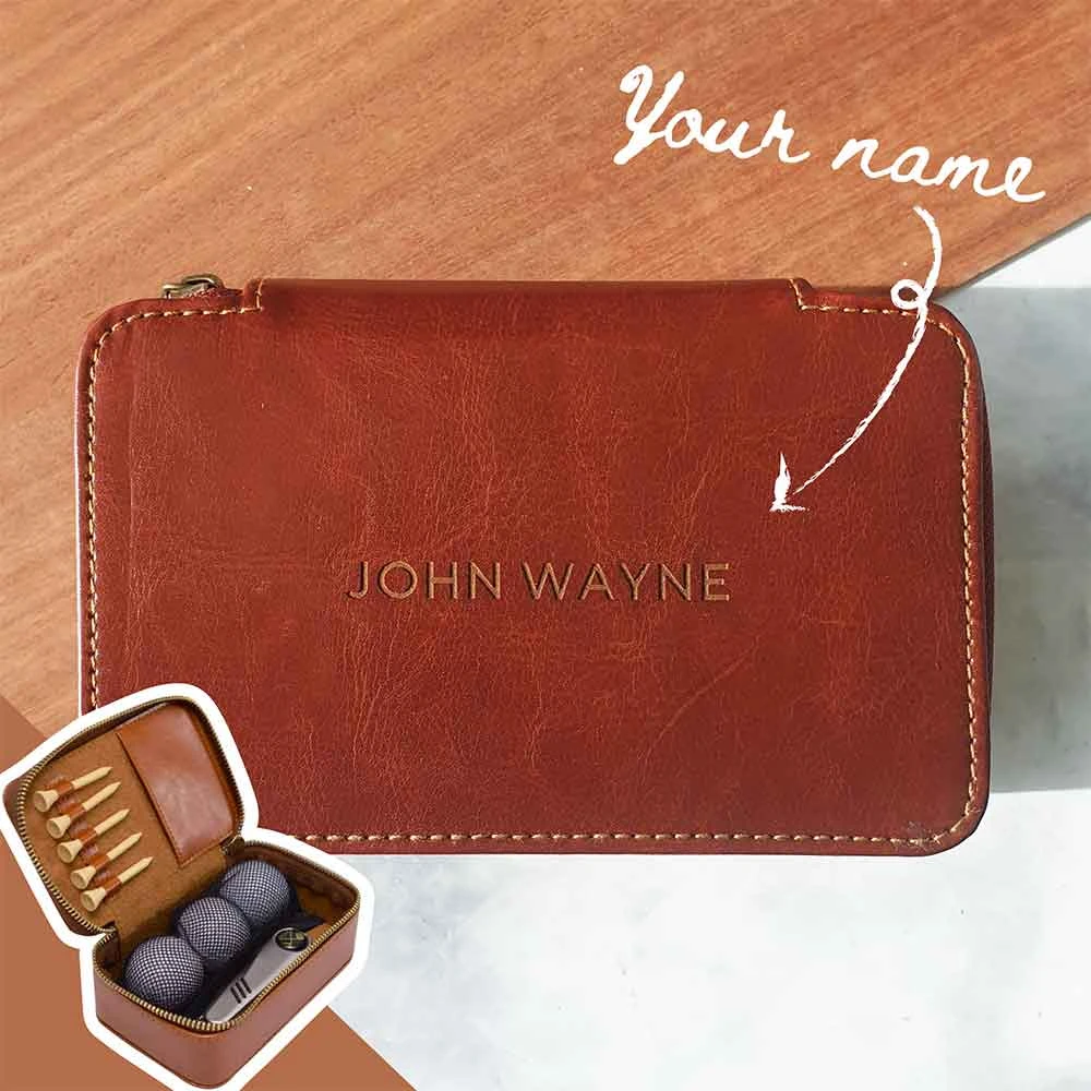 Yellow Octopus Personalised Sports And Outdoors Golf Gift Set In Personalised Vegan Leather Case - Name 3 Yellow Octopus Personalised Sports And Outdoors Golf Gift Set In Personalised Vegan Leather Case - Name