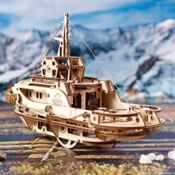 Ugears Mechanical Tugboat Model Kit Man Cave Gifts