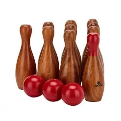 Jenjo BBQ Gifts Wooden Bowling Skittles Game