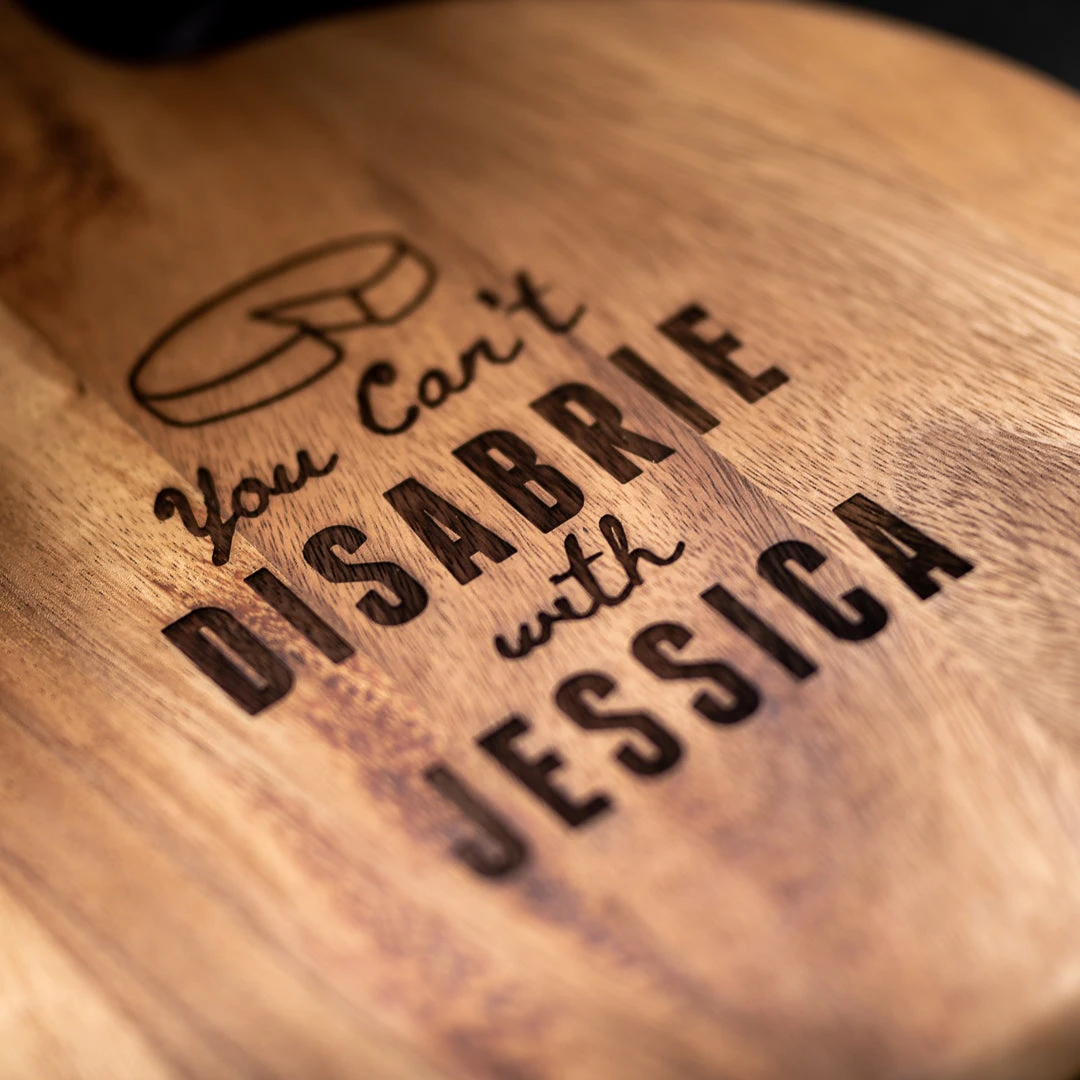 Yellow Octopus Personalised Personalised Round Paddle Serving Board - Funny Brie Quote 9 Yellow Octopus Personalised Personalised Round Paddle Serving Board - Funny Brie Quote